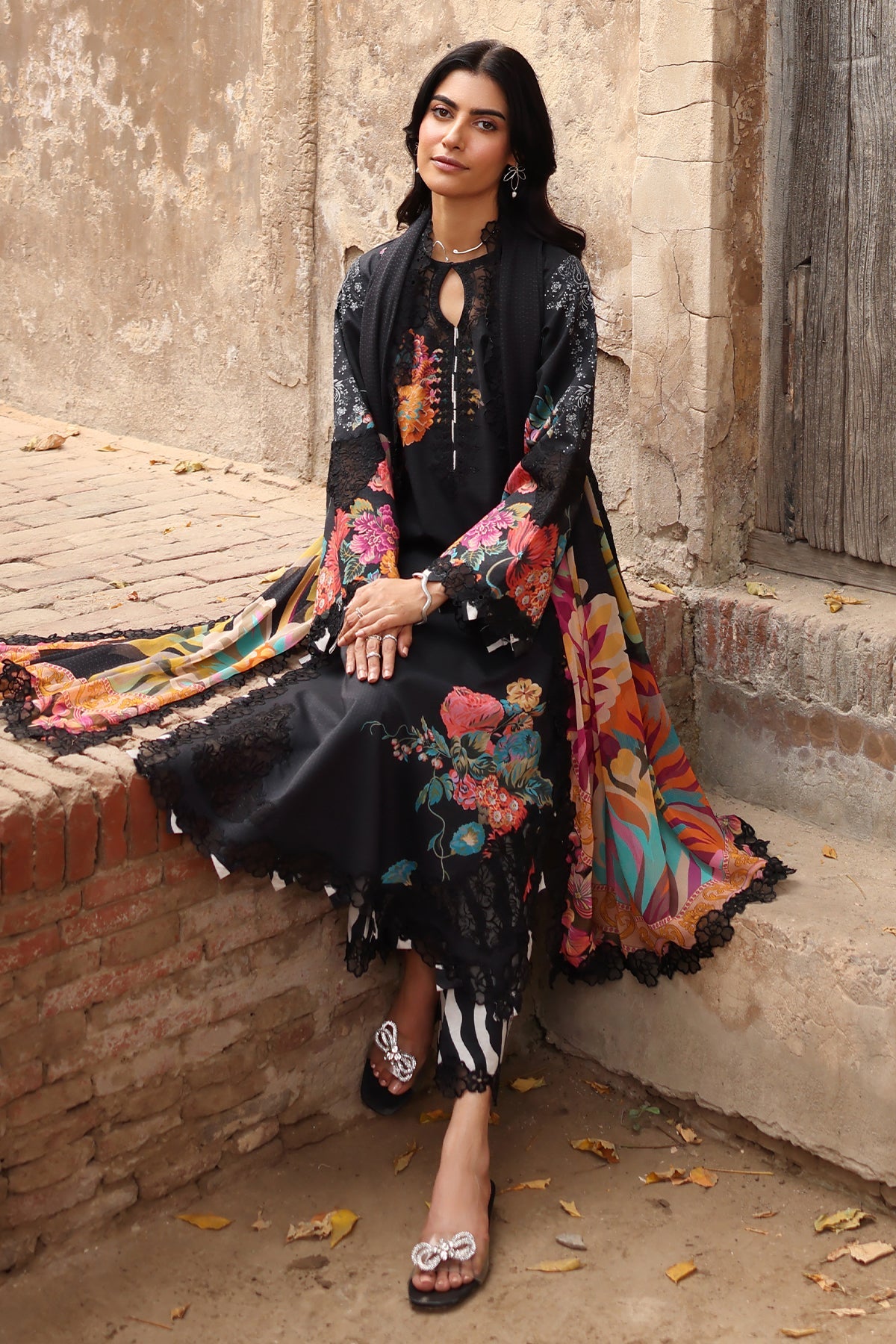 3-PC Embroidered Lawn Shirt with Embroidered Chiffon Dupatta and Trouser DSCC4-10