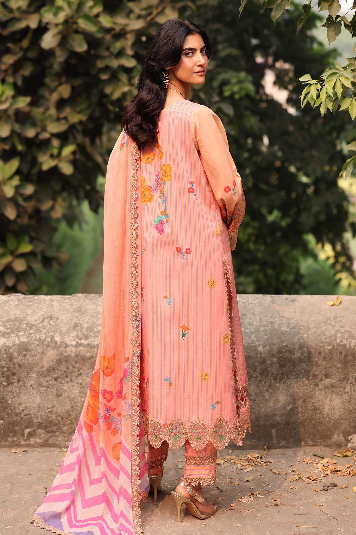 3-PC Embroidered Lawn Shirt with Embroidered Chiffon Dupatta and Trouser DSCC4-13