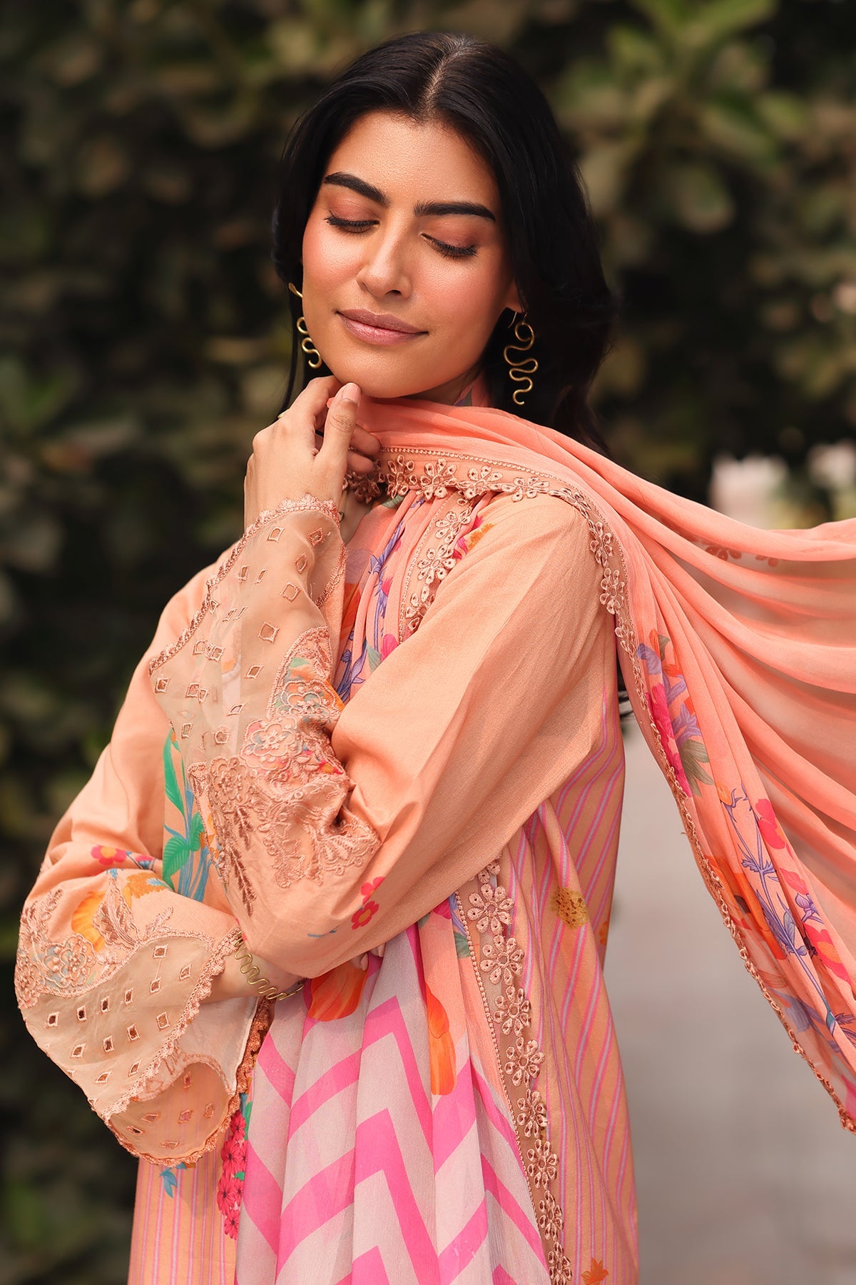 3-PC Embroidered Lawn Shirt with Embroidered Chiffon Dupatta and Trouser DSCC4-13
