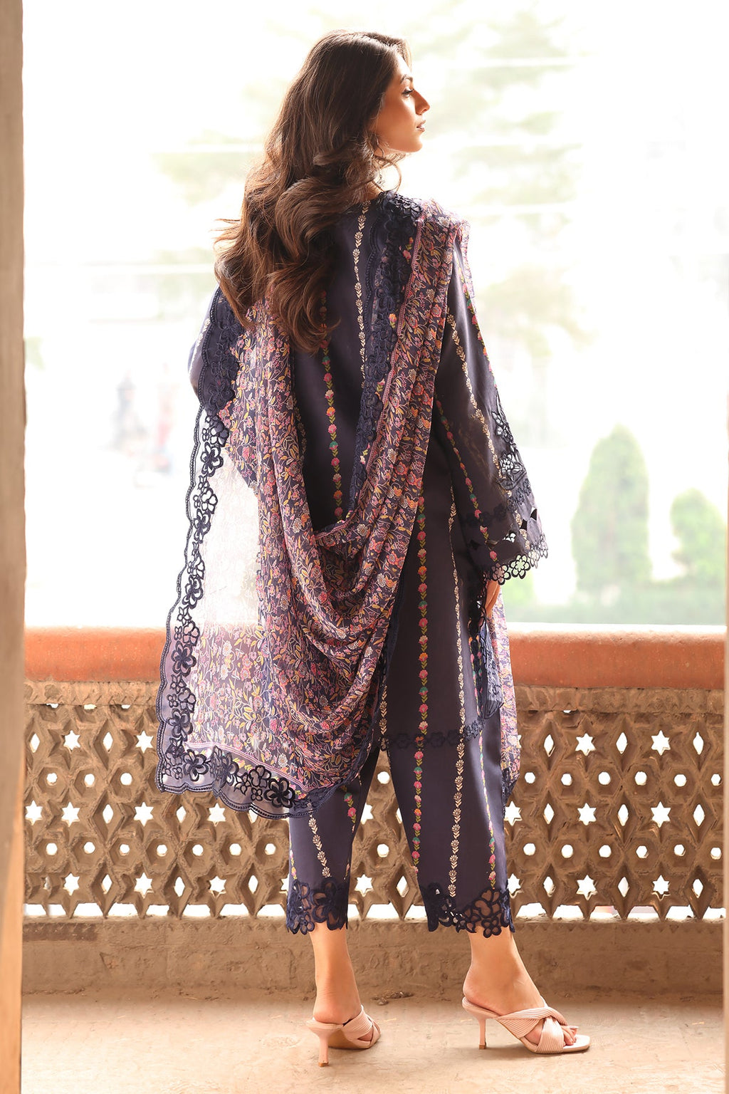 3-PC Embroidered Lawn Shirt and Embroidered Lawn Dupatta and Trouser DSCC4-12