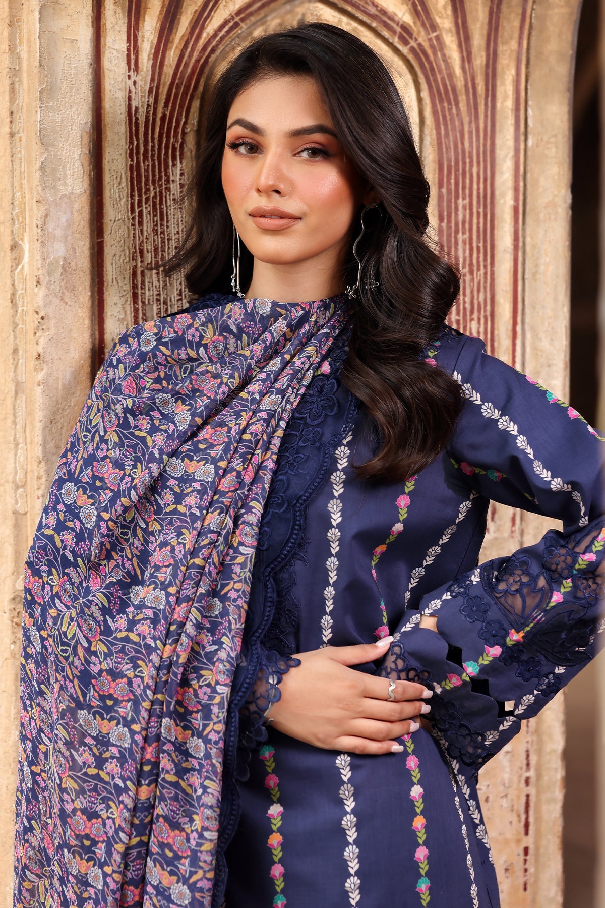 3-PC Embroidered Lawn Shirt and Embroidered Lawn Dupatta and Trouser DSCC4-12