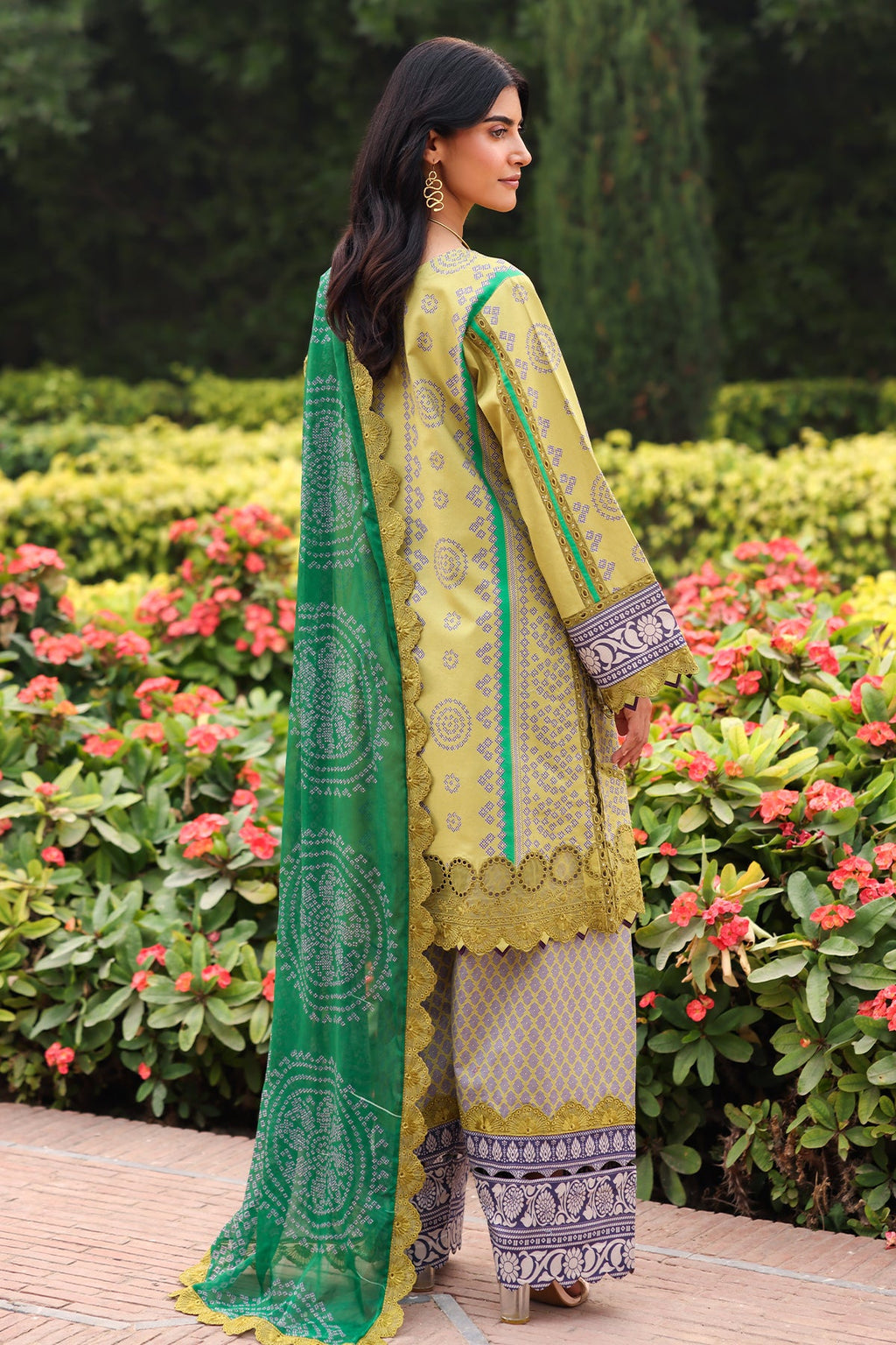 3-PC Embroidered Lawn Shirt with Embroidered Chiffon Dupatta and Trouser DSRB4-04