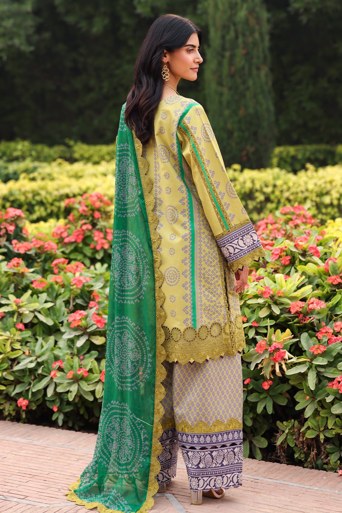 3-PC Embroidered Lawn Shirt with Embroidered Chiffon Dupatta and Trouser DSRB4-04