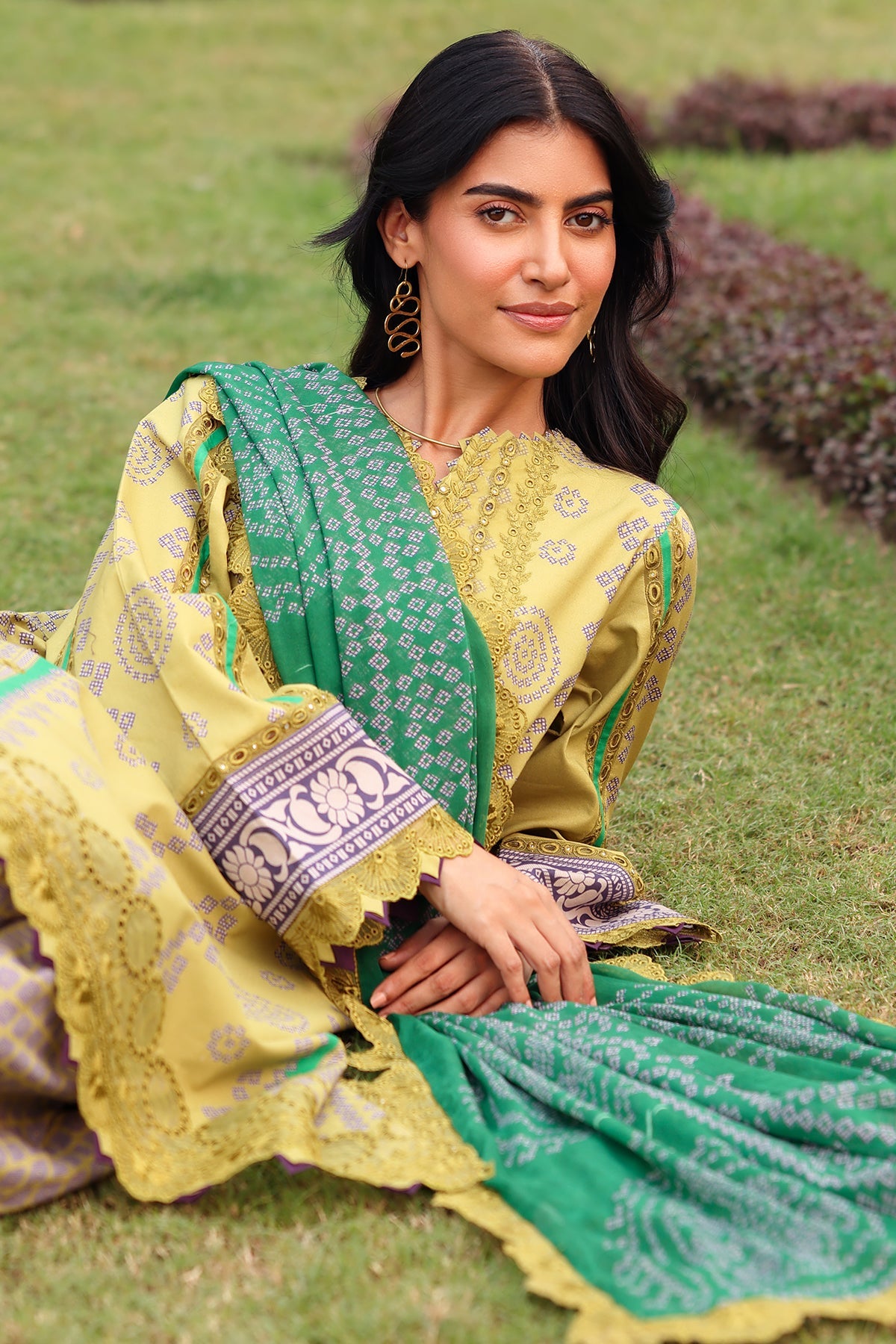 3-PC Embroidered Lawn Shirt with Embroidered Chiffon Dupatta and Trouser DSRB4-04