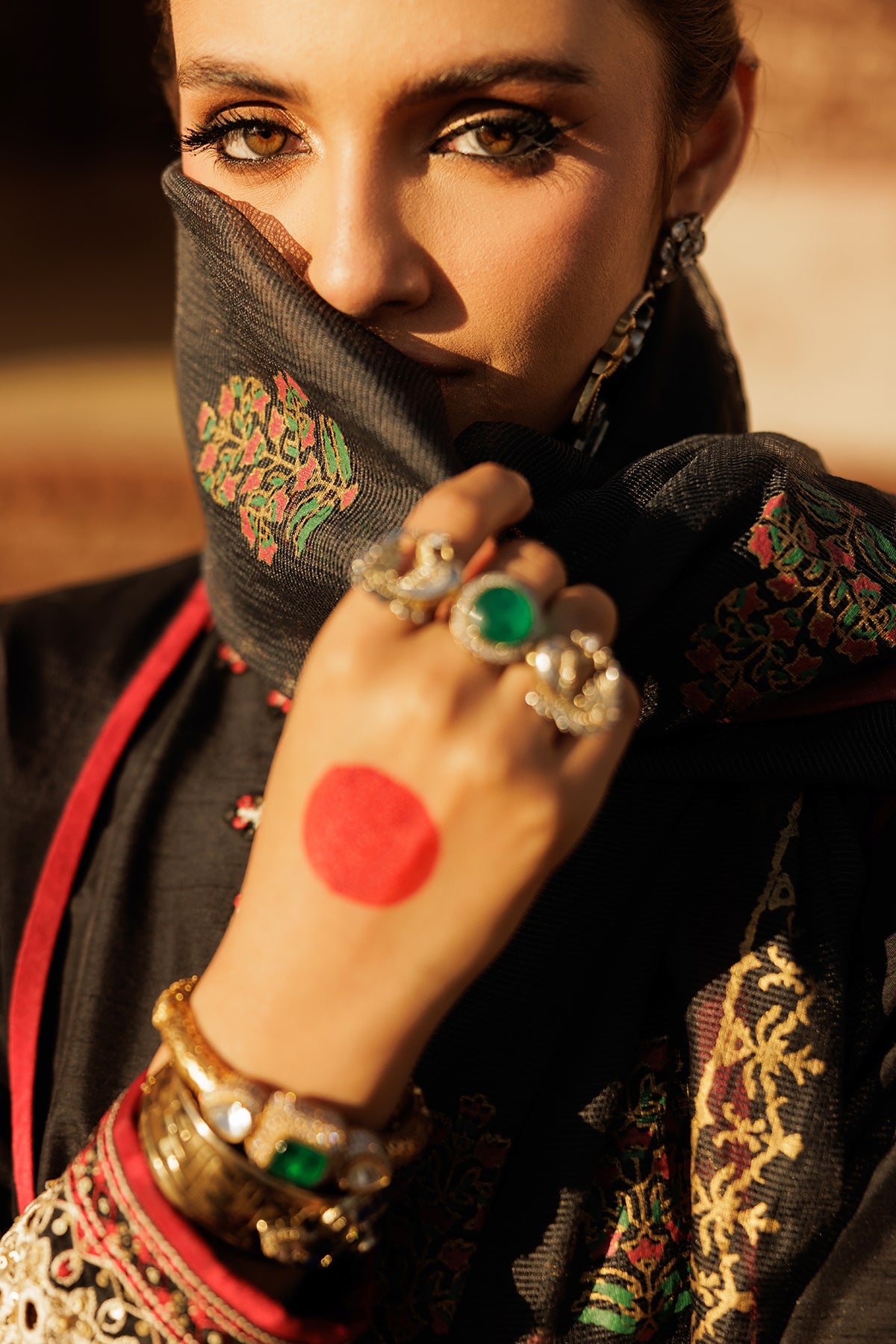 3-PC Embroidered Raw-Silk Suit CMA-5-26