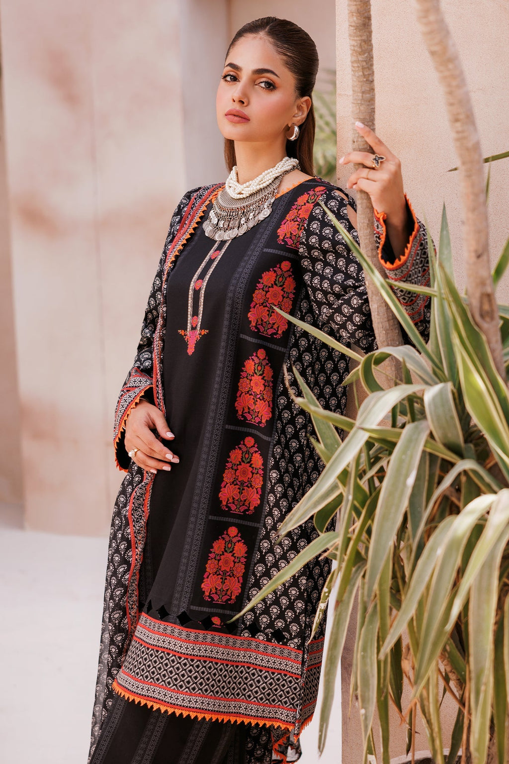 3-PC Unstitched Printed Lawn Shirt with Chiffon Dupatta and Trouser CP4-61