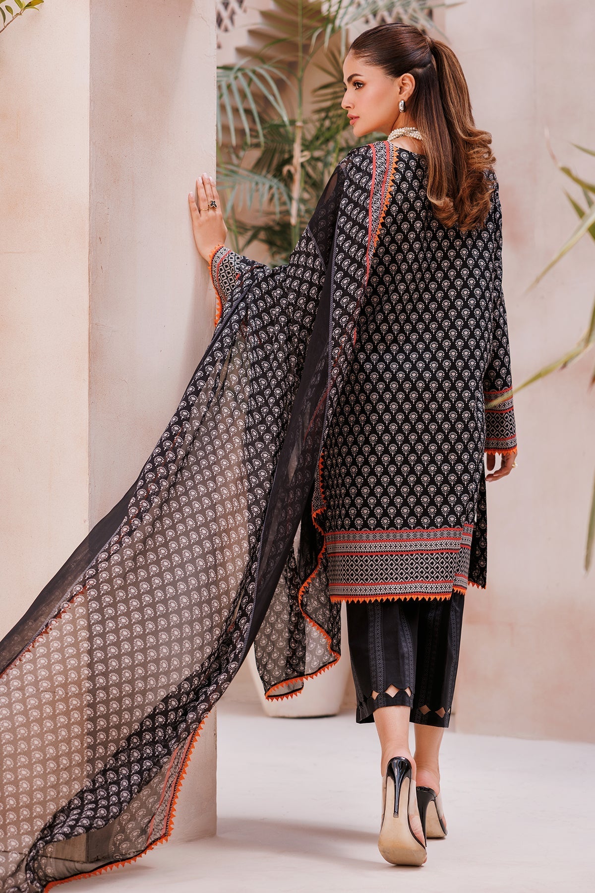 3-PC Unstitched Printed Lawn Shirt with Chiffon Dupatta and Trouser CP4-61