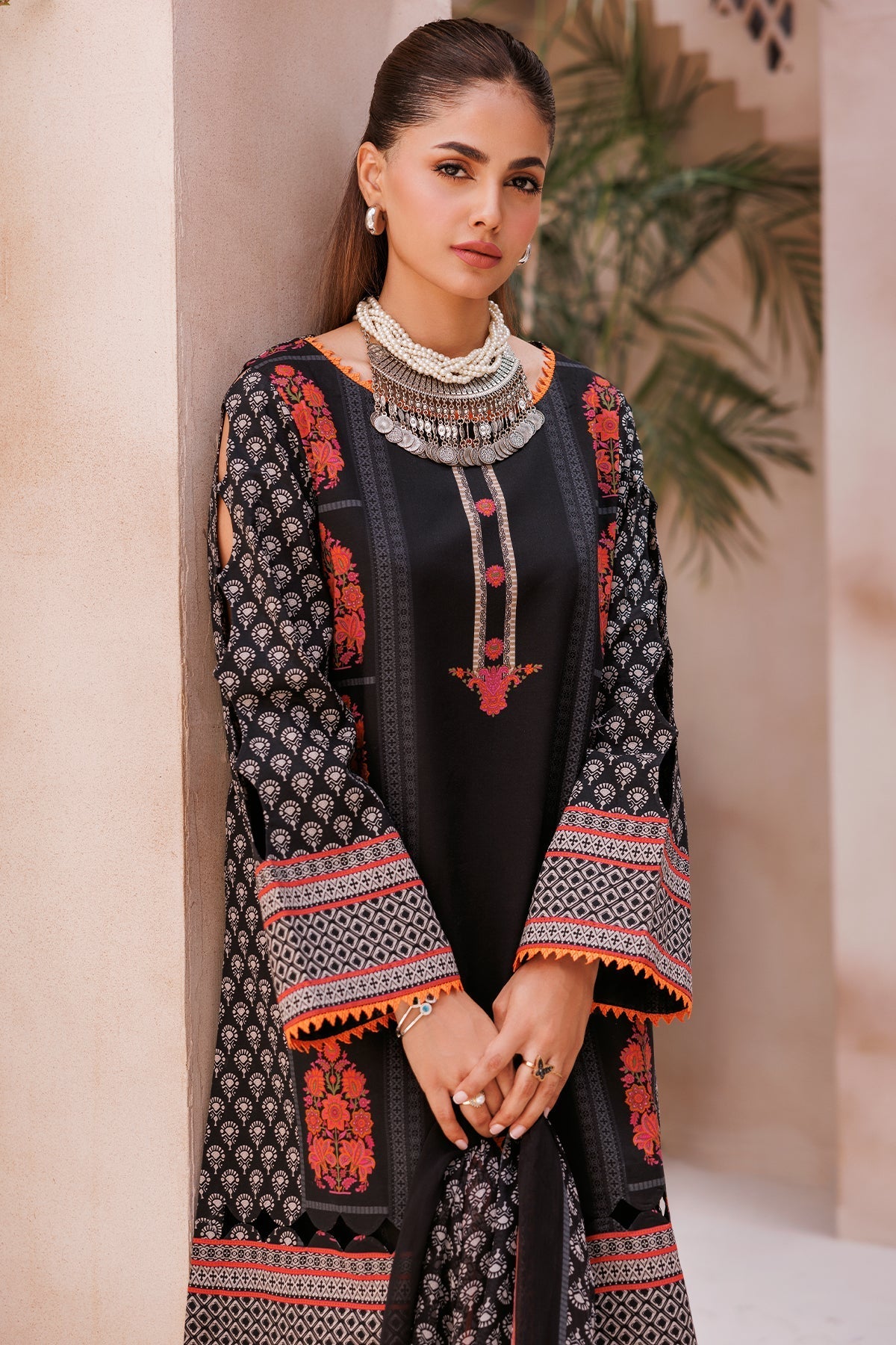 3-PC Unstitched Printed Lawn Shirt with Chiffon Dupatta and Trouser CP4-61
