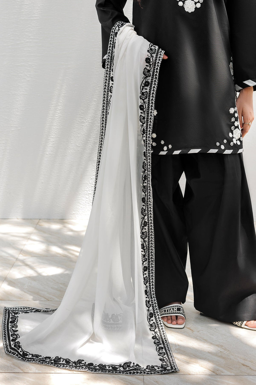 Embroidered Chiffon Dupatta  CHD-5-206B