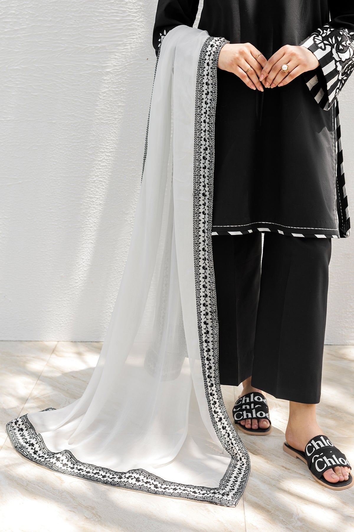 Embroidered Chiffon Dupatta  CHD-5-222