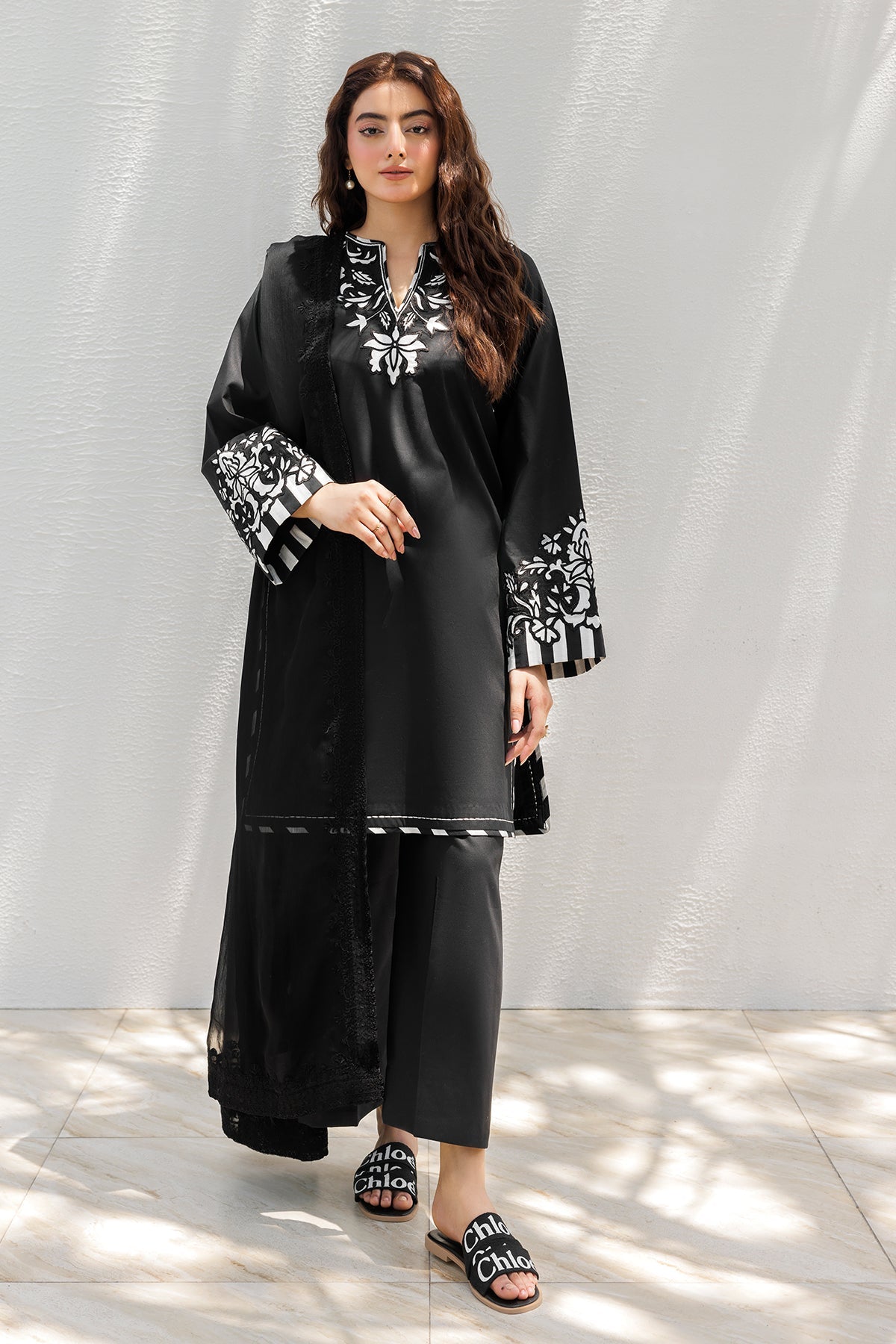 Embroidered Chiffon Dupatta  CHD-5-207