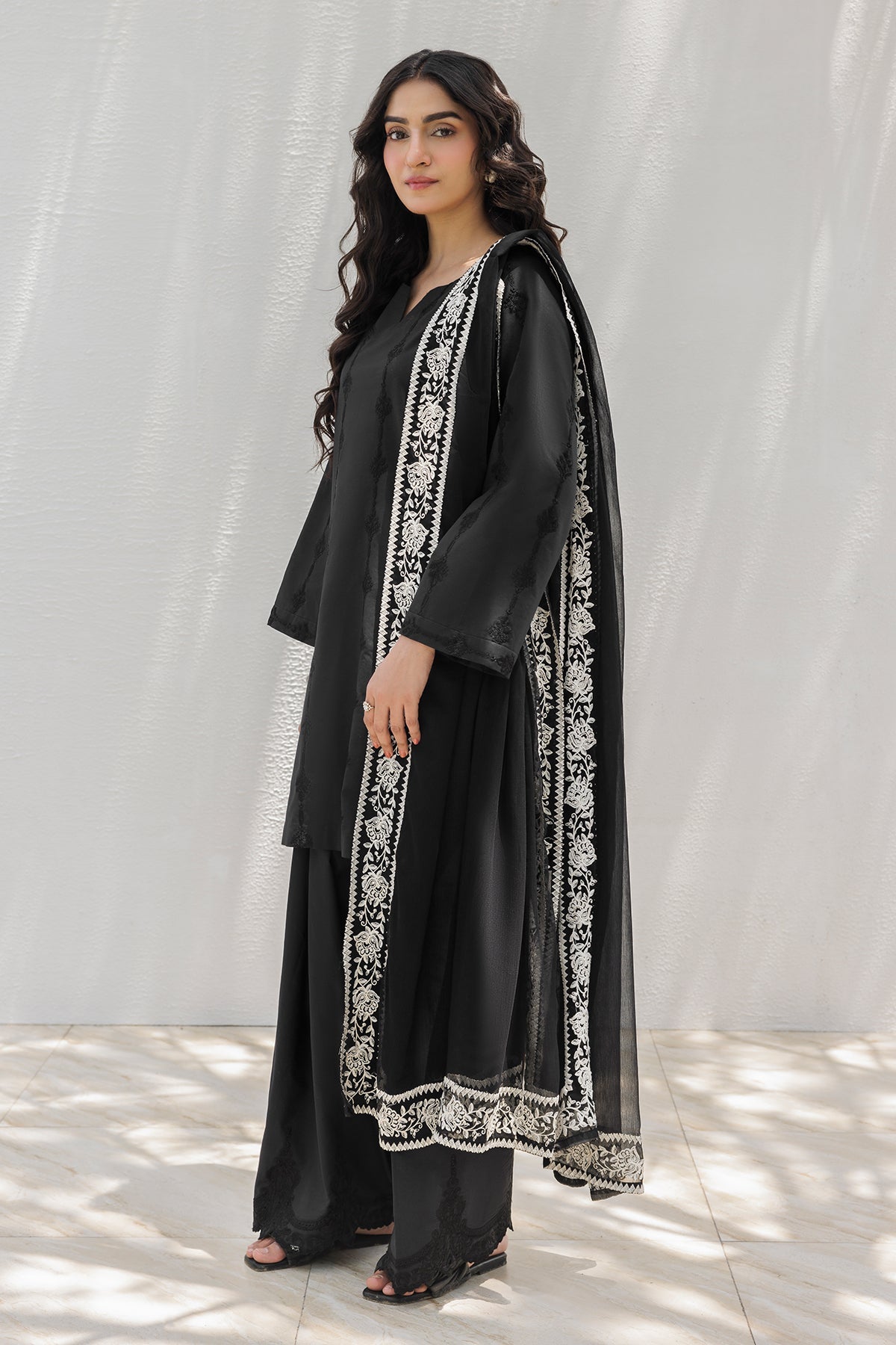 Embroidered Chiffon Dupatta  CHD-5-205
