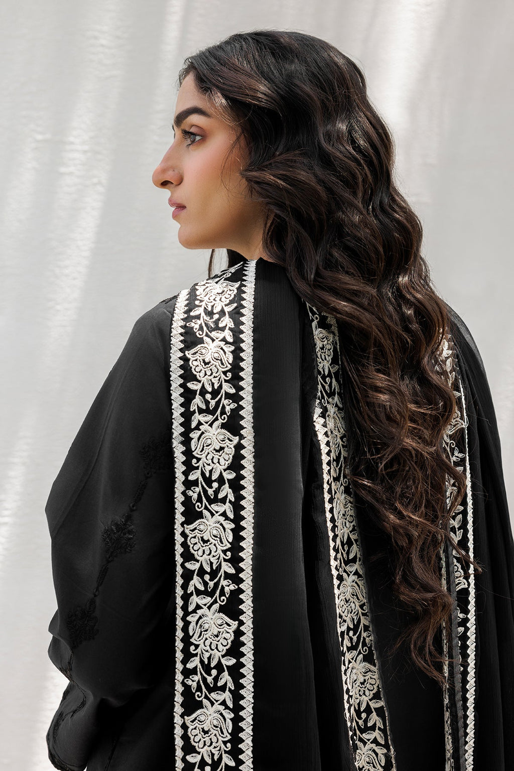 Embroidered Chiffon Dupatta  CHD-5-205