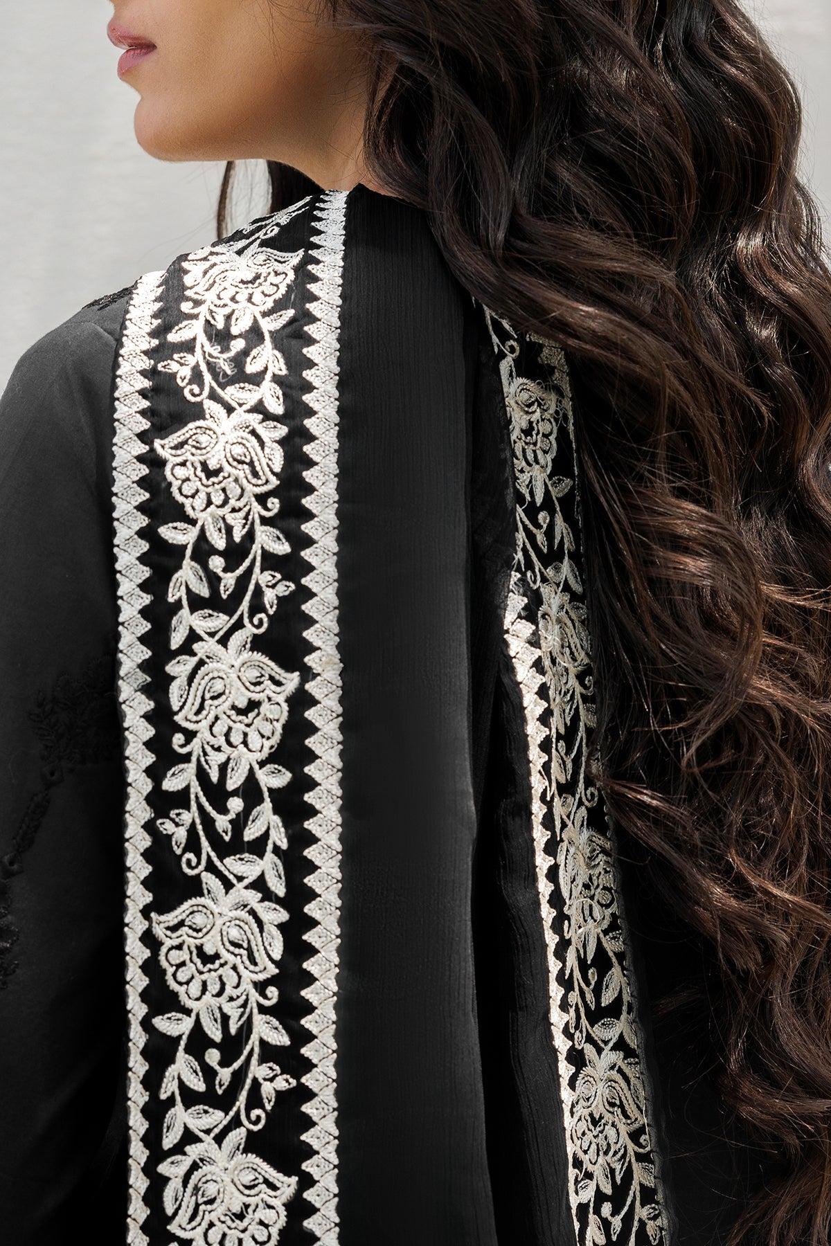 Embroidered Chiffon Dupatta  CHD-5-206A