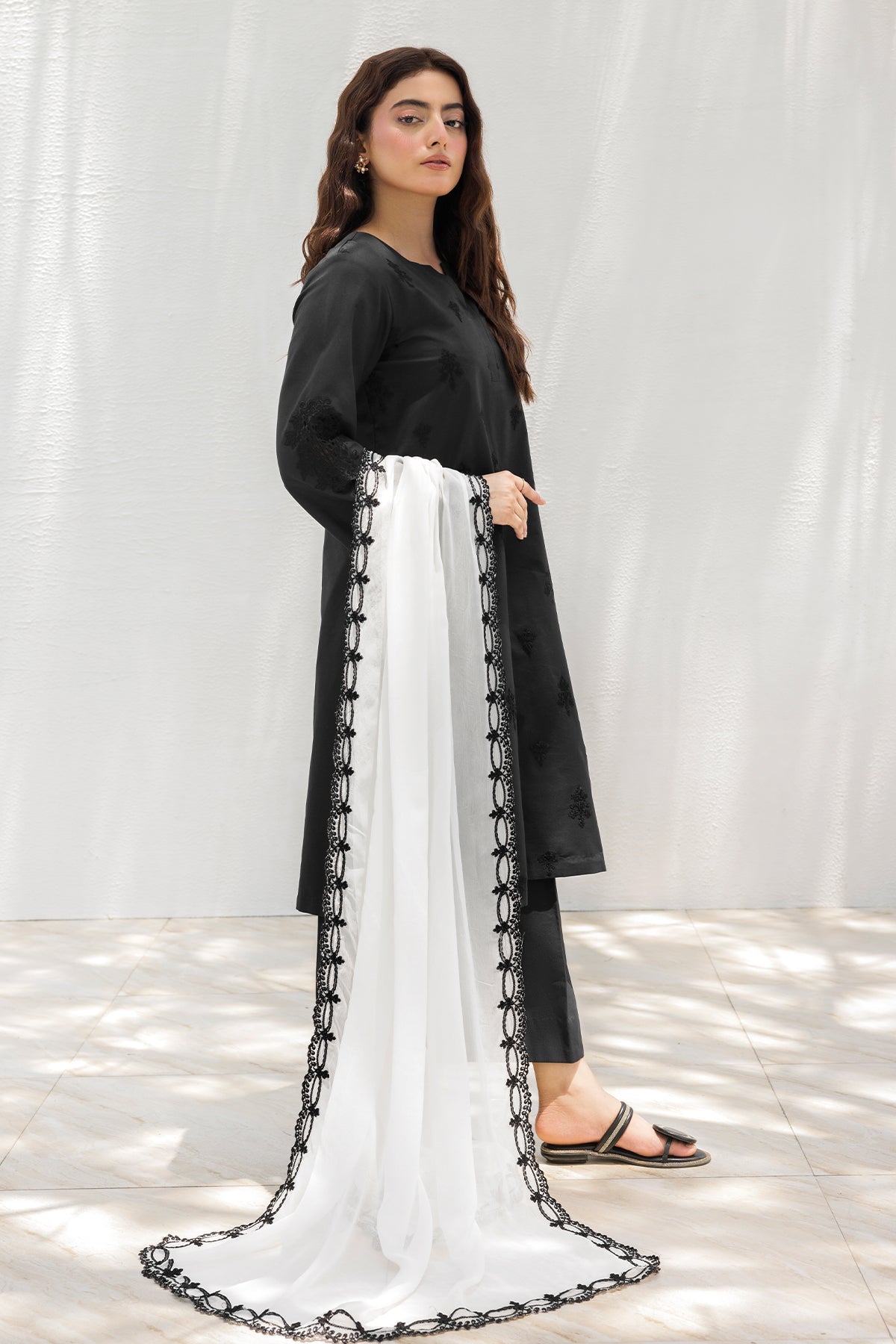 Embroidered Chiffon Dupatta  CHD-5-167