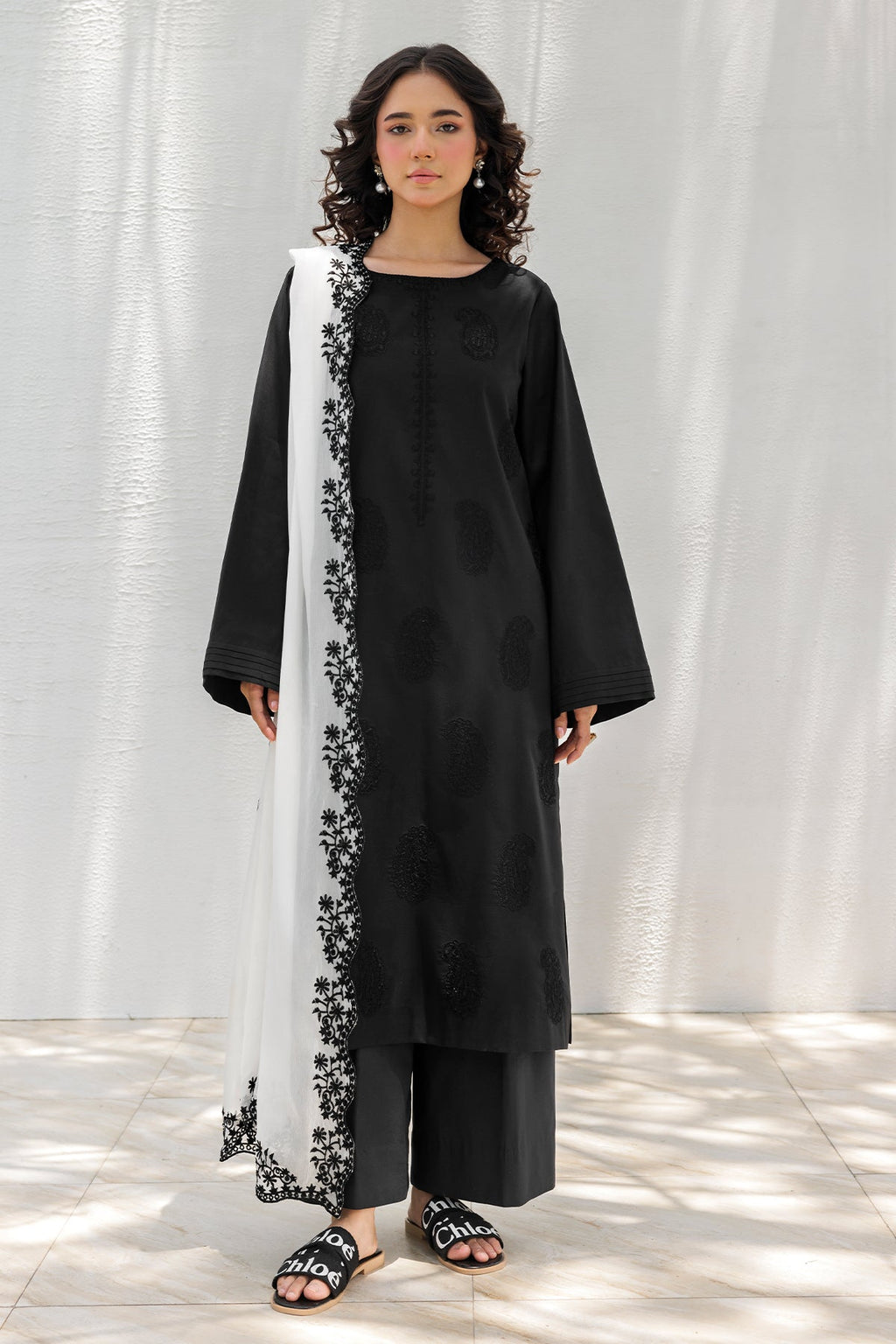 Embroidered Chiffon Dupatta  CHD-5-200