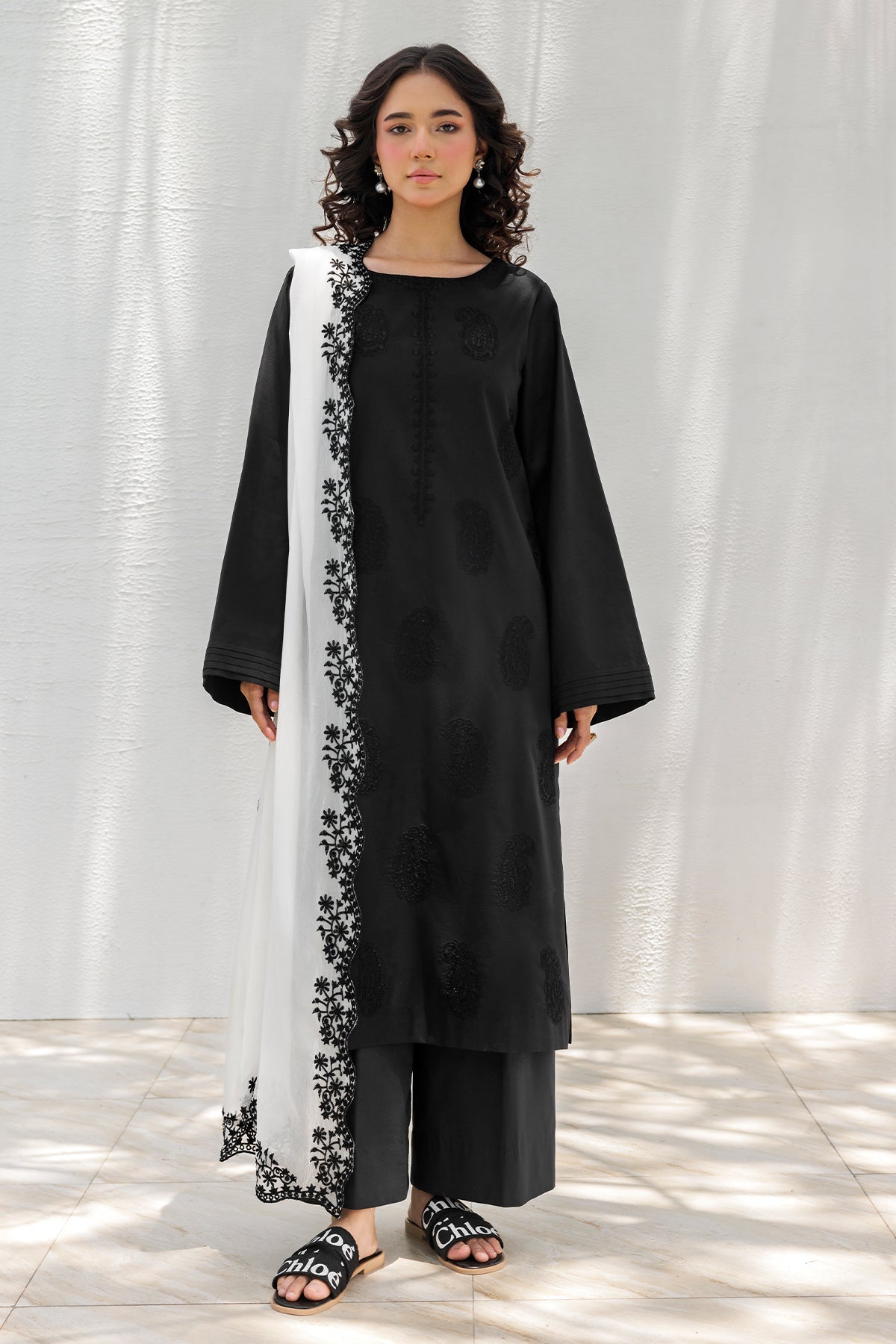 Embroidered Chiffon Dupatta  CHD-5-200