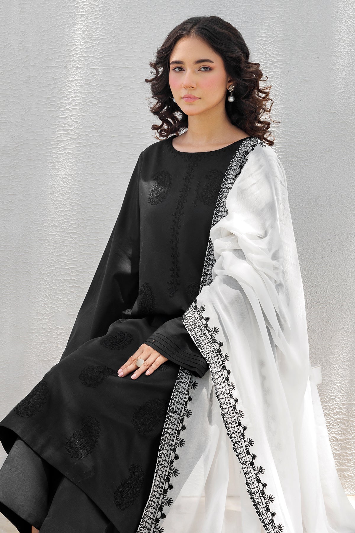 Embroidered Chiffon Dupatta  CHD-5-209A