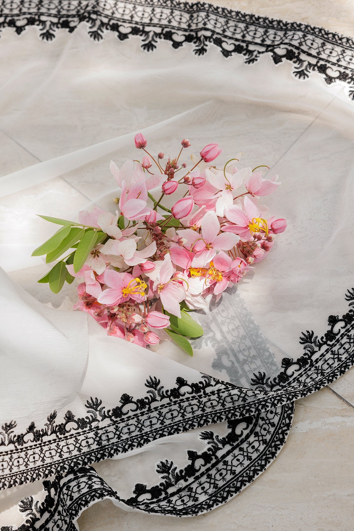 Embroidered Chiffon Dupatta  CHD-5-209A