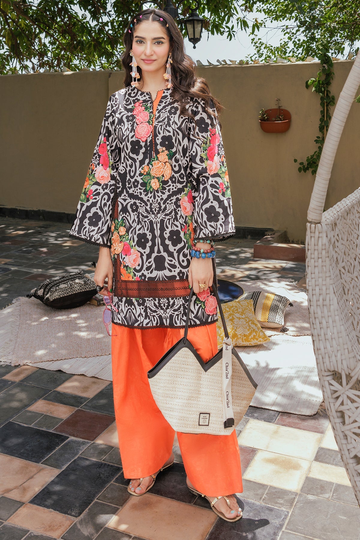 2-PC Printed Cotton Suit CPM-5-085Z