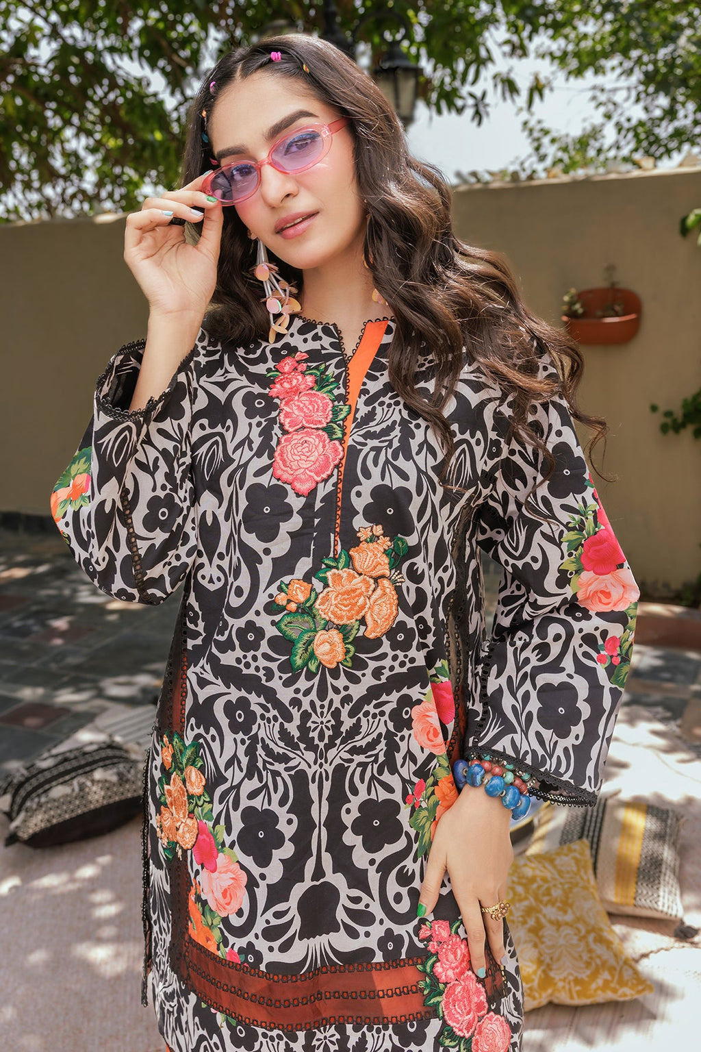 2-PC Printed Cotton Suit CPM-5-085Z