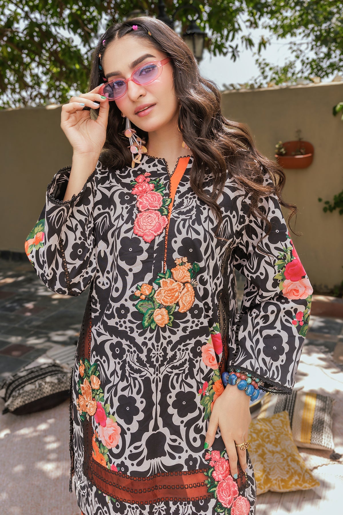 2-PC Printed Cotton Suit CPM-5-085Z