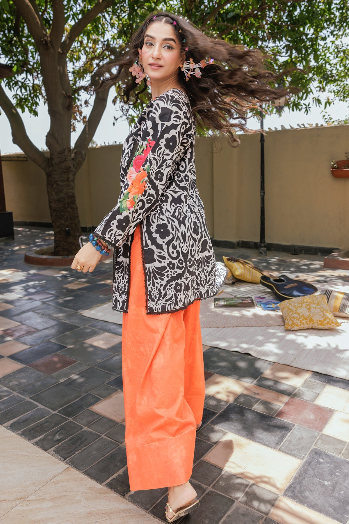 2-PC Printed Cotton Suit CPM-5-085Z