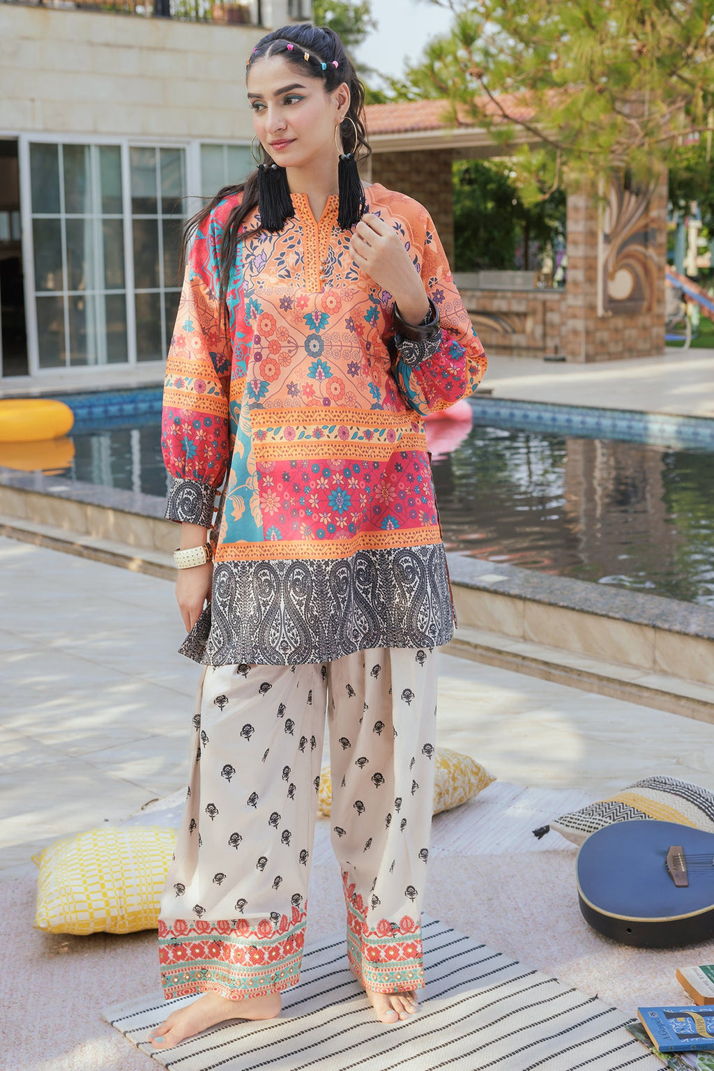 2-PC Printed Cotton Suit CPM-5-100Z