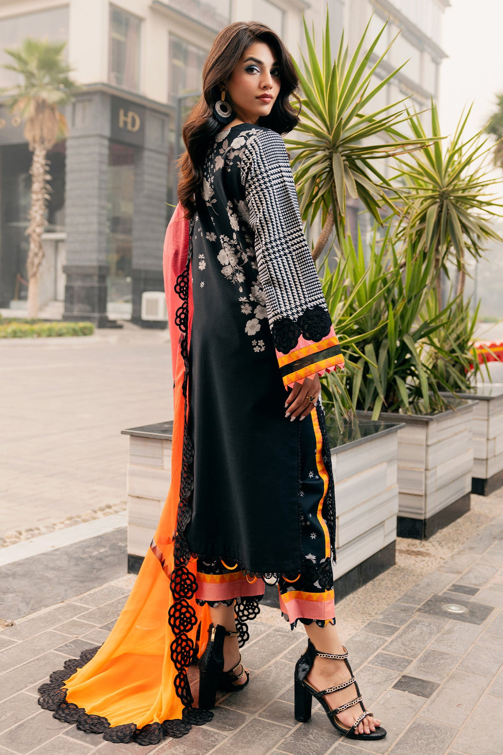 3-PC Embroidered Lawn Shirt with Embroidered Chiffon Dupatta and Trouser DSCC4-02