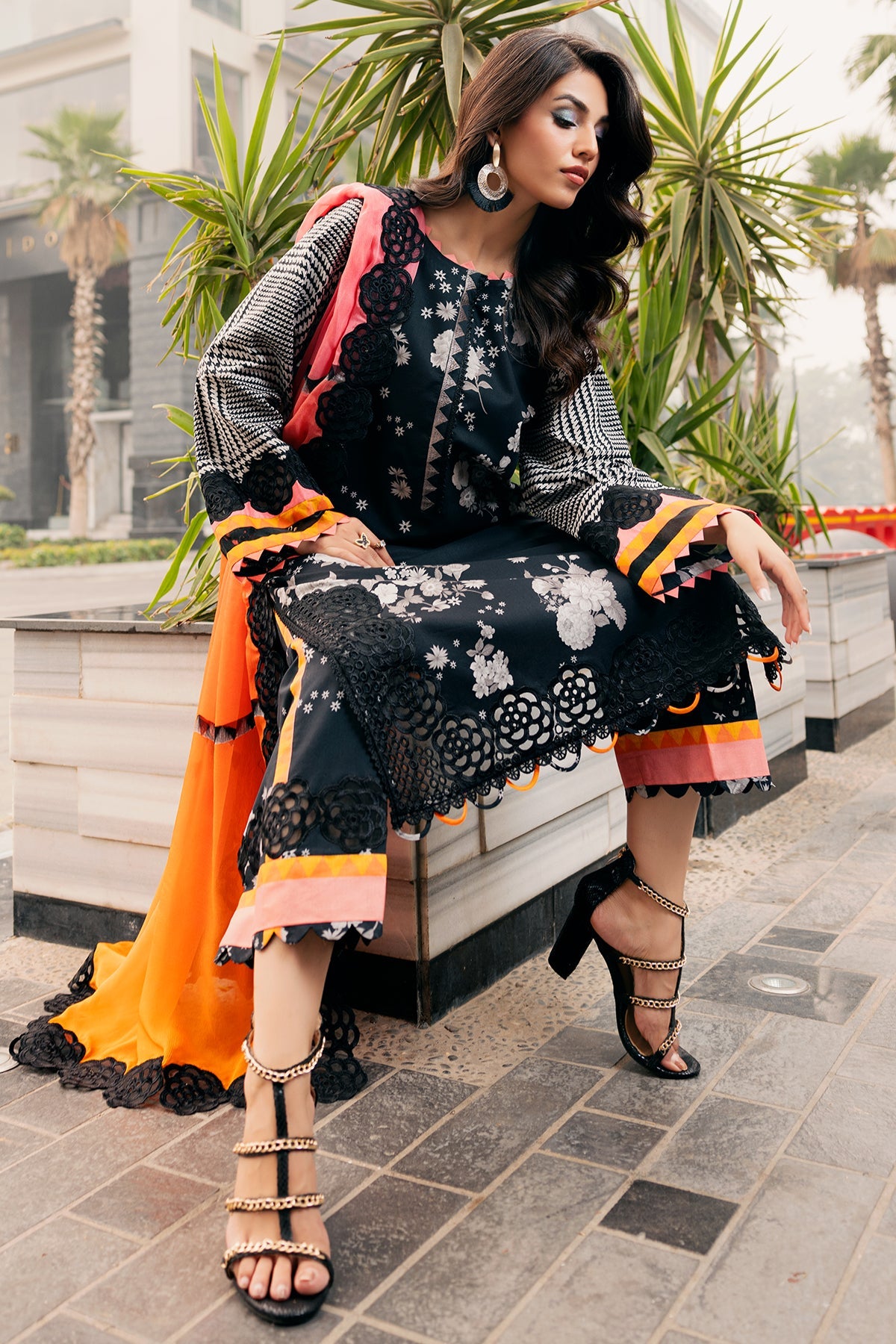 3-PC Embroidered Lawn Shirt with Embroidered Chiffon Dupatta and Trouser DSCC4-02