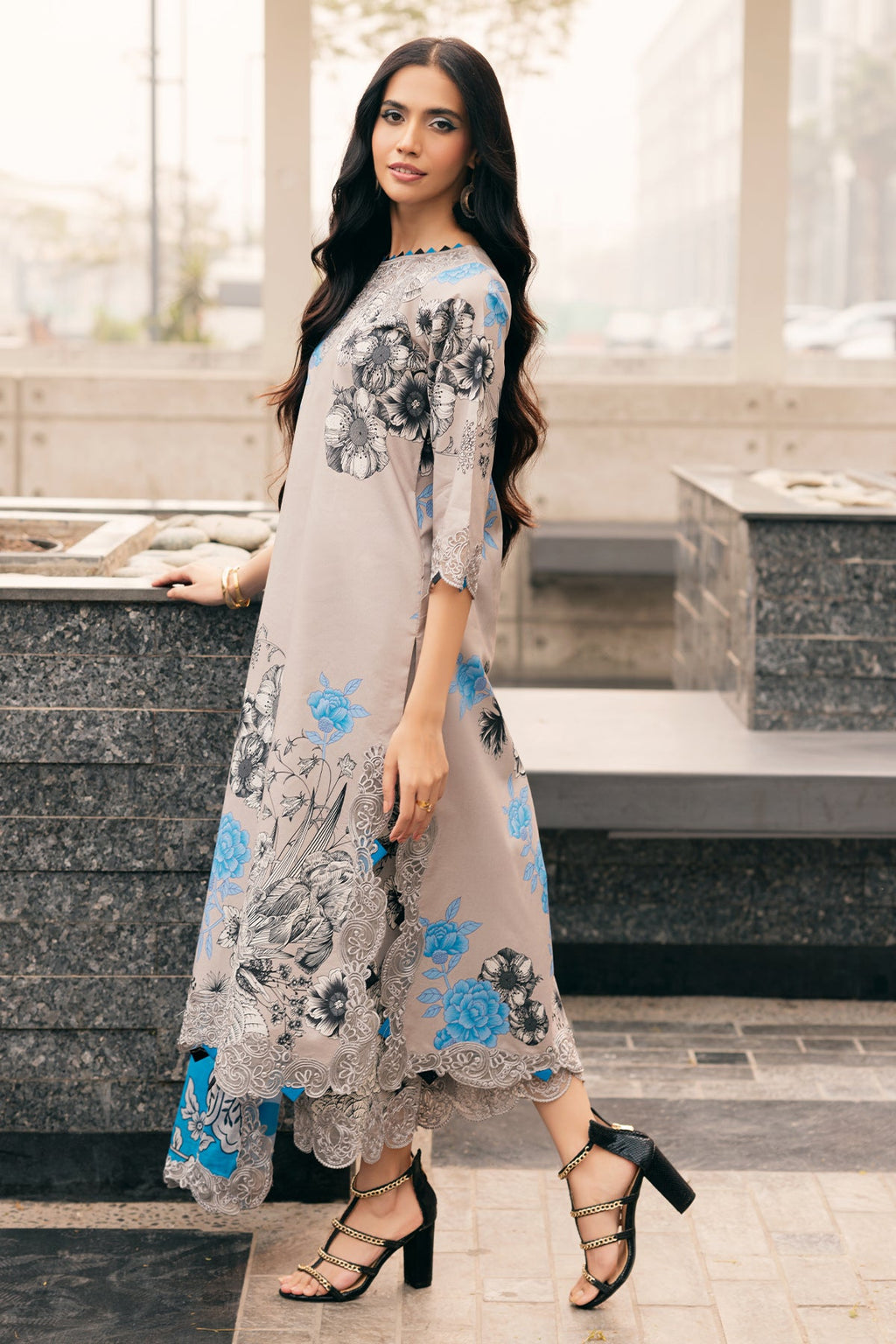 3-PC Embroidered Lawn Shirt with Embroidered Lawn Dupatta and Trouser DSCC4-03