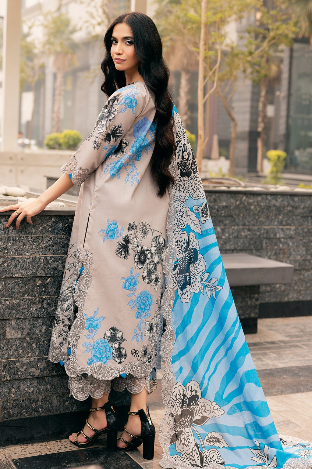 3-PC Embroidered Lawn Shirt with Embroidered Lawn Dupatta and Trouser DSCC4-03