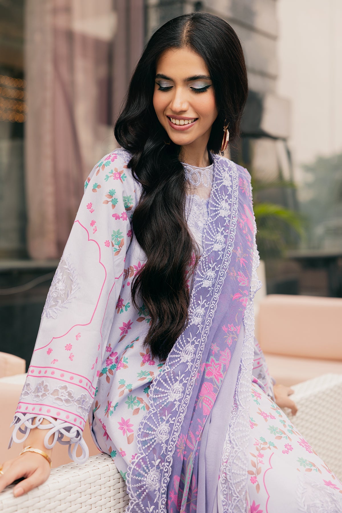 3-PC Embroidered Lawn Shirt with Embroidered Chiffon Dupatta and Trouser DSCC4-07