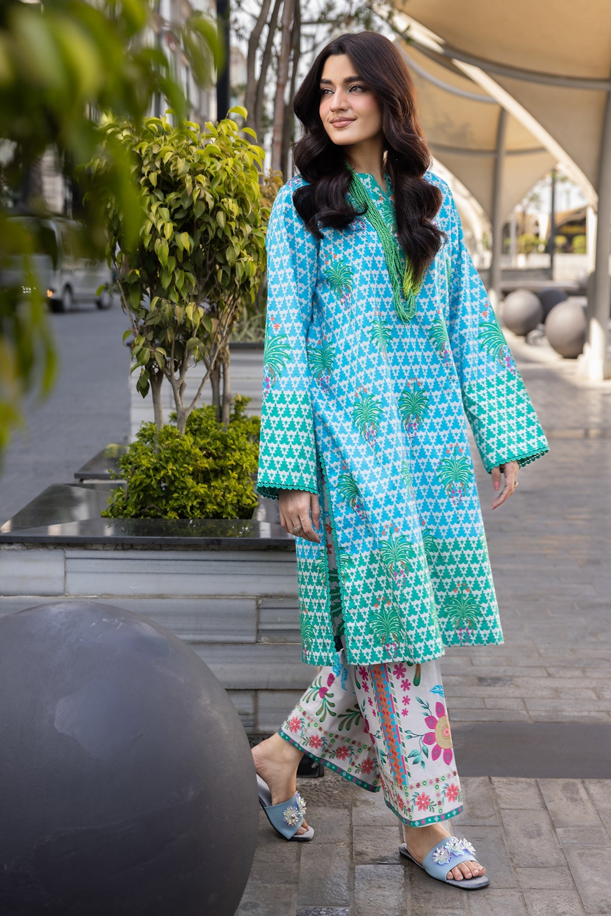 2-PC Printed Cotton Suit CPM-5-149Z