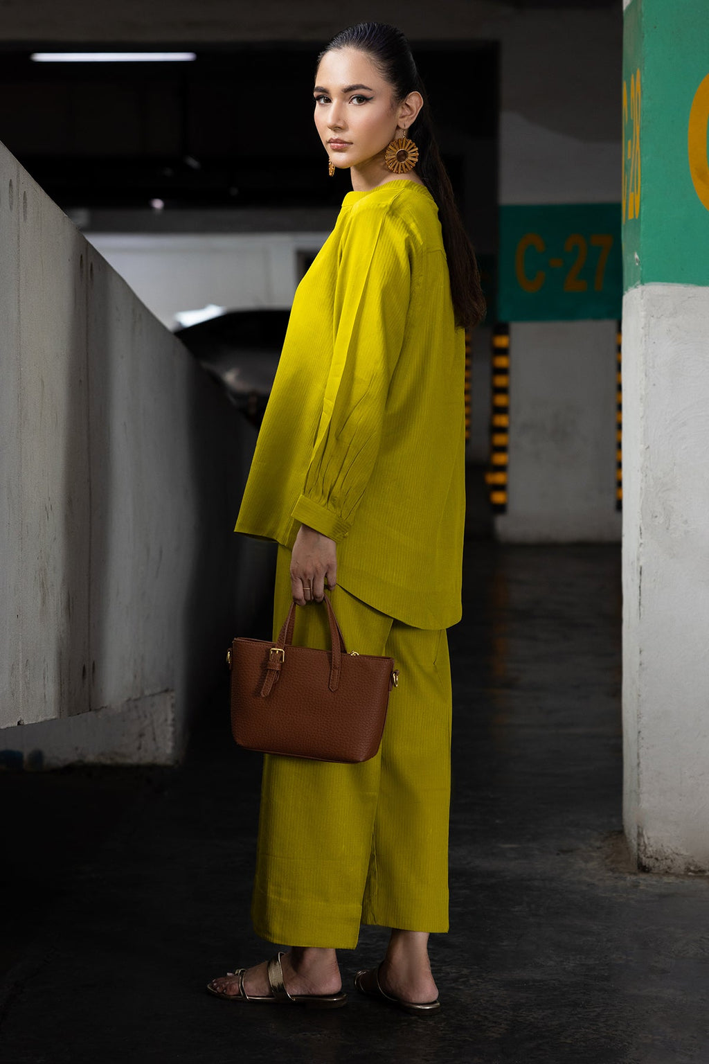 2-PC Printed Cotton Suit CPG-5-03 YELLOW