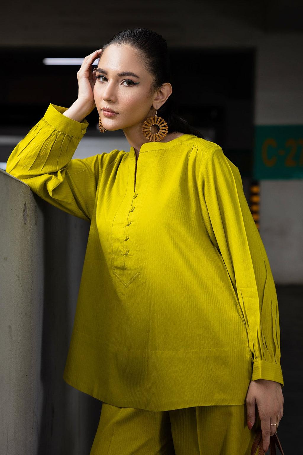 2-PC Printed Cotton Suit CPG-5-03 YELLOW