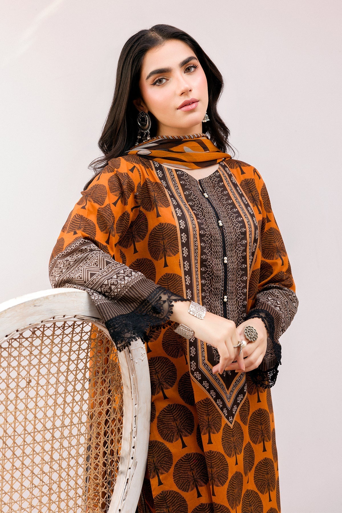 3-PC Printed Lawn Shirt with Chiffon Dupatta and Trouser CPM-4-03