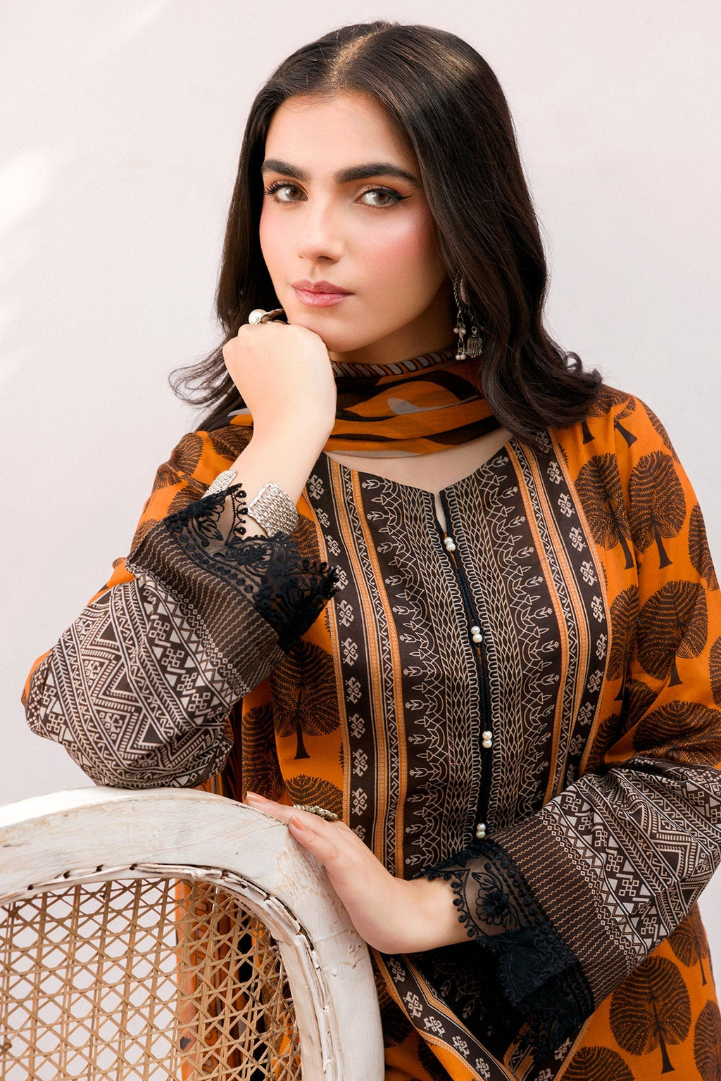 3-PC Printed Lawn Shirt with Chiffon Dupatta and Trouser CPM-4-03