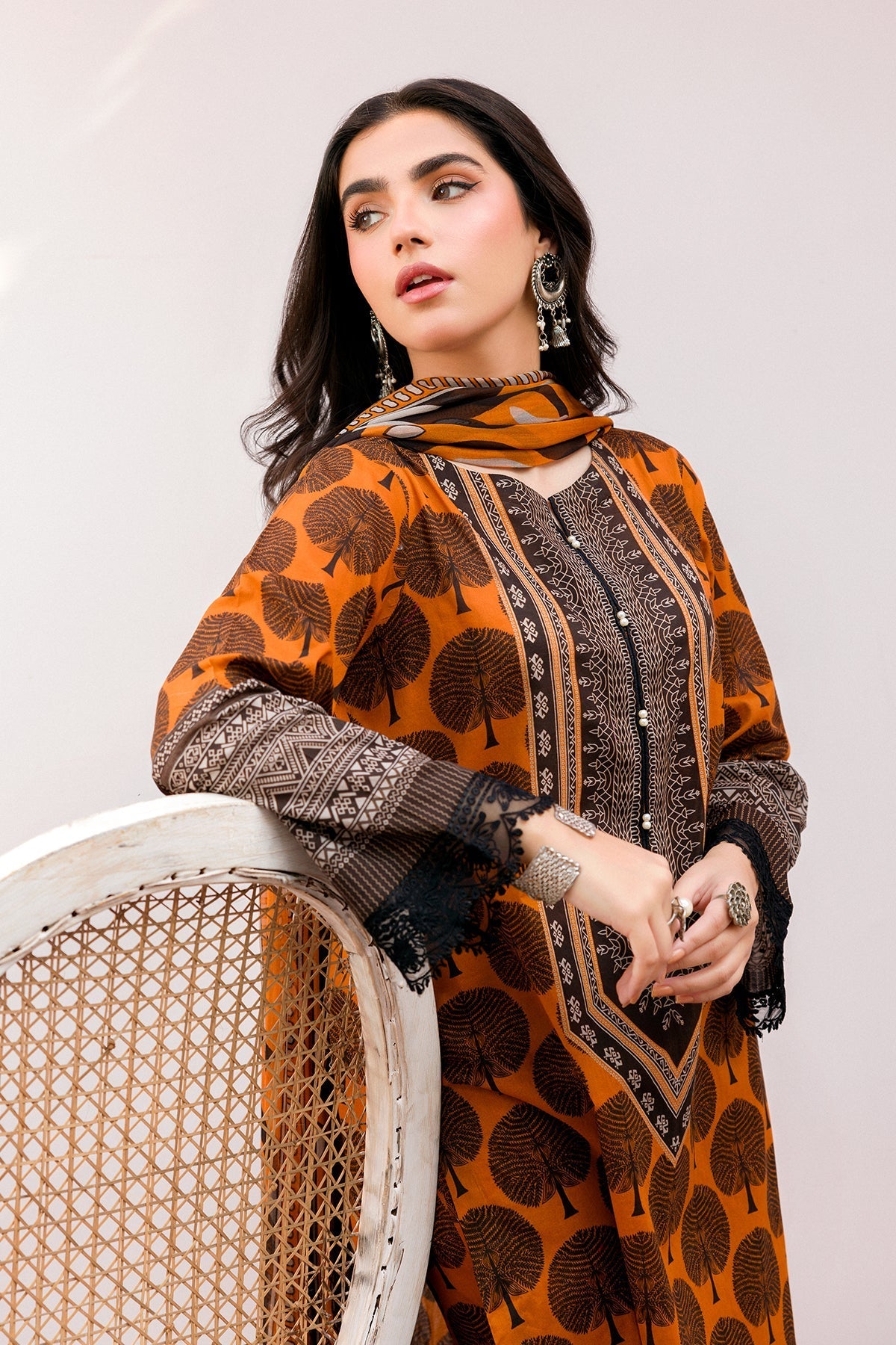 3-PC Printed Lawn Shirt with Chiffon Dupatta and Trouser CPM-4-03