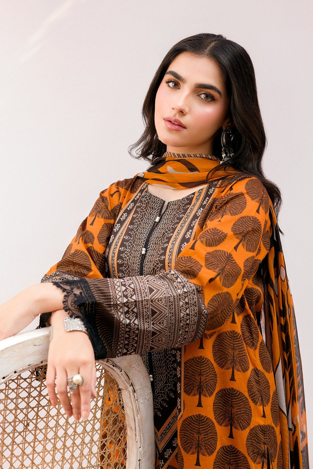 3-PC Printed Lawn Shirt with Chiffon Dupatta and Trouser CPM-4-03