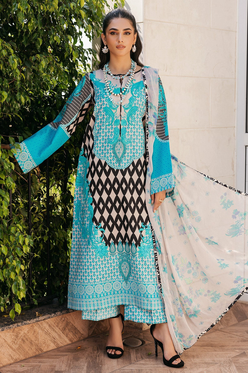 3-PC Printed Lawn Shirt with Chiffon Dupatta and Trouser CPM-4-042