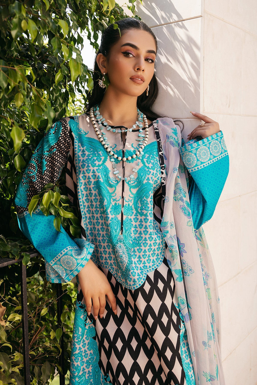 3-PC Printed Lawn Shirt with Chiffon Dupatta and Trouser CPM-4-042