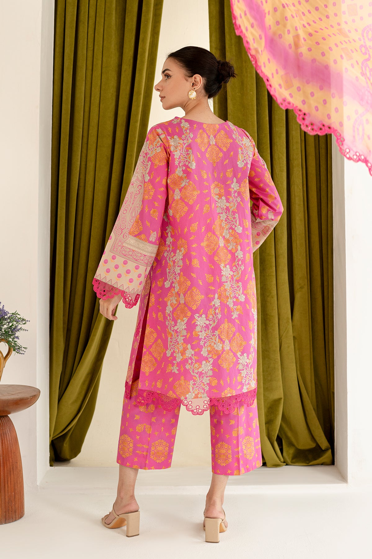 3-Pc Unstitched Printed Embroidered Lawn Suit With Chiffon Dupatta CRB3-29