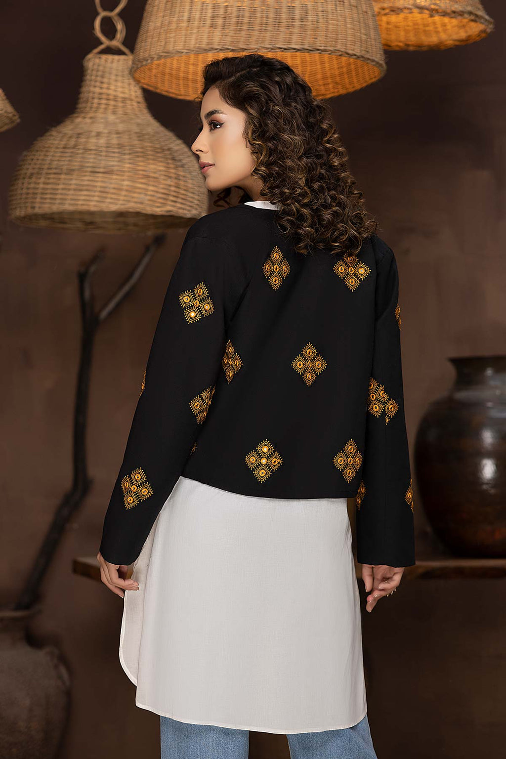 1-Pc Printed Khadder Vest Coat CNP22-30-S