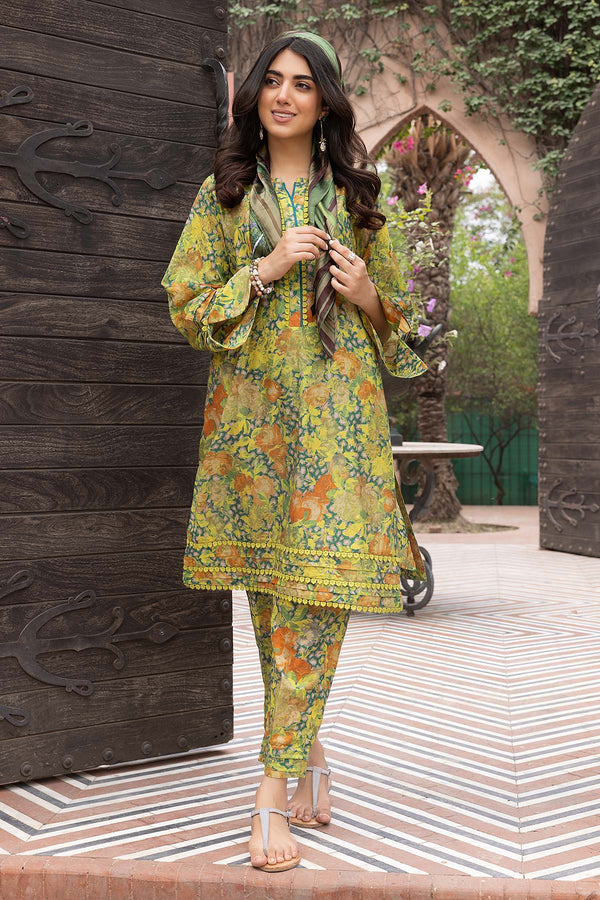 2Pc Unstitched Printed Lawn with Trouser FPS3-04