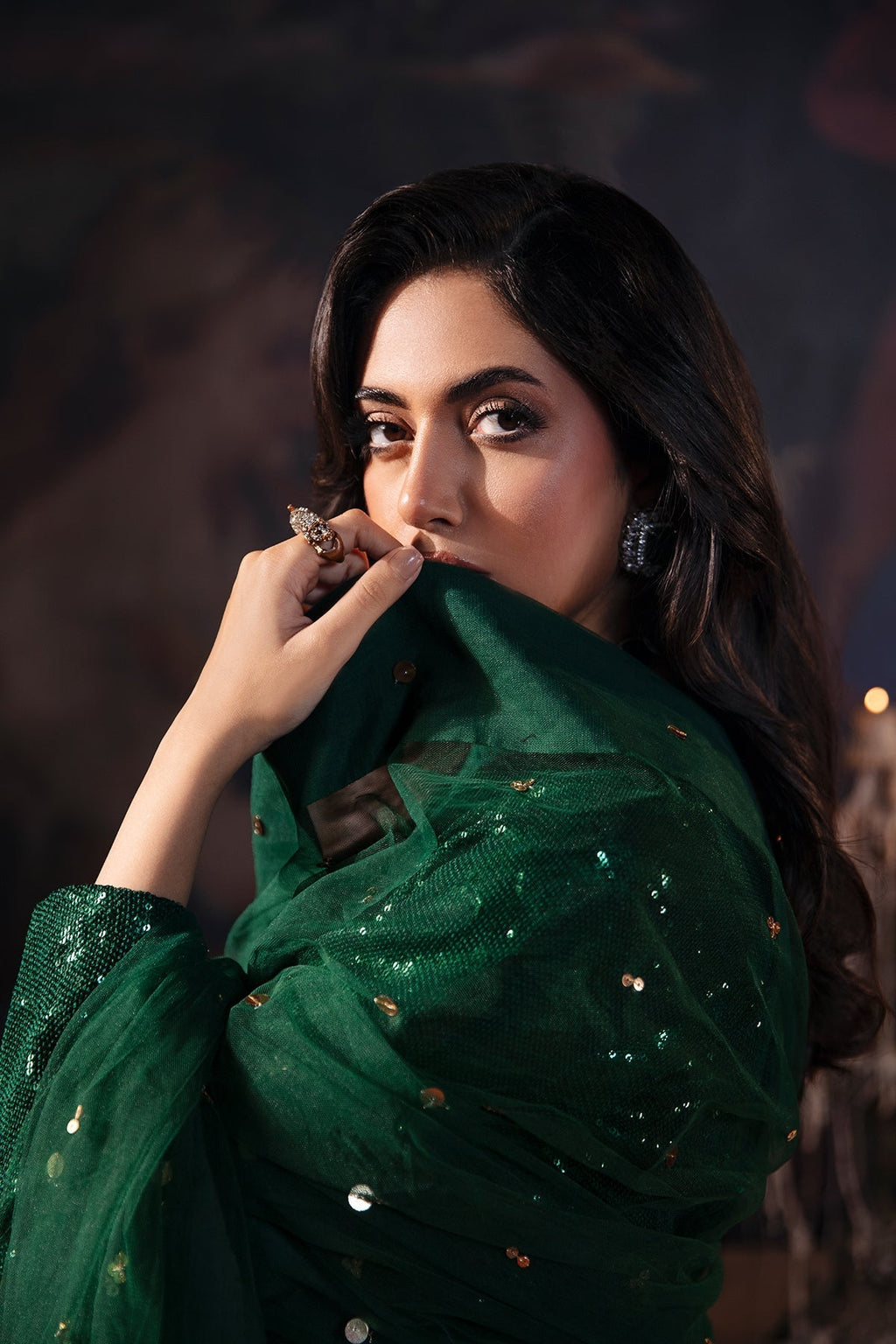 4-PC Embroidered  Sequence Saree STM-3-203