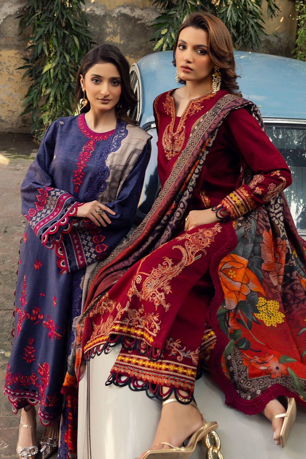 3-PC Unstitched Embroidered Leather Shirt with Wool Shawl and Trouser DSWPS4-02