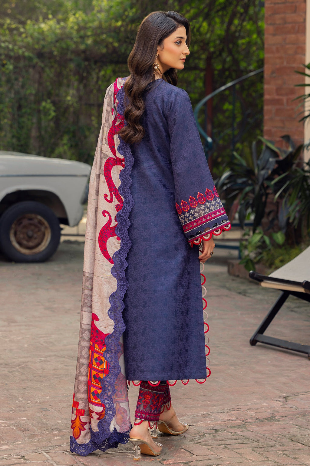 3-PC Unstitched Embroidered Leather Shirt with Wool Shawl and Trouser DSWPS4-02