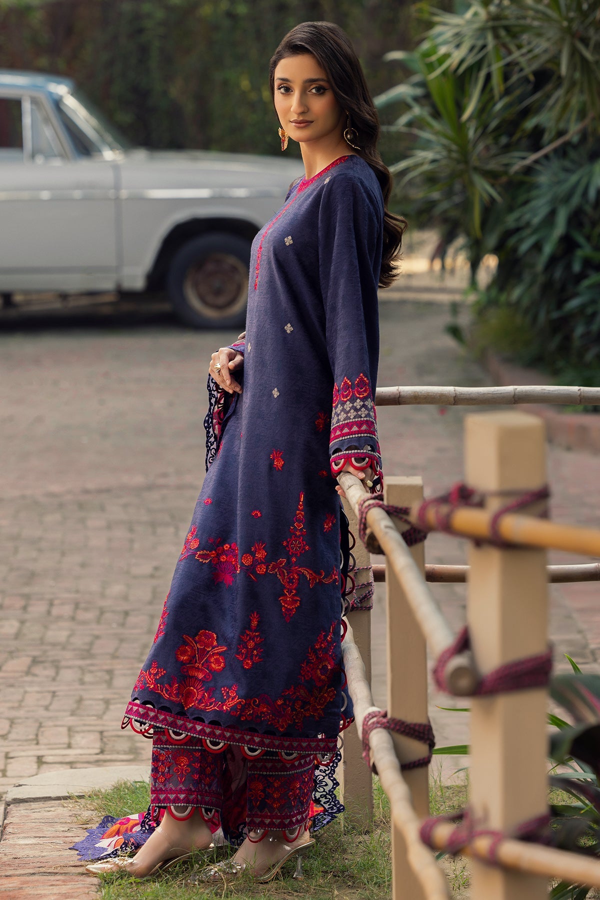 3-PC Unstitched Embroidered Leather Shirt with Wool Shawl and Trouser DSWPS4-02