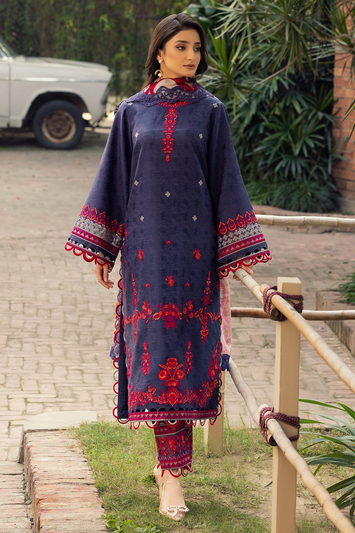 3-PC Unstitched Embroidered Leather Shirt with Wool Shawl and Trouser DSWPS4-02